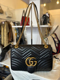 Gucci GG Large Marmont Matelasse Shoulder Bag in Black