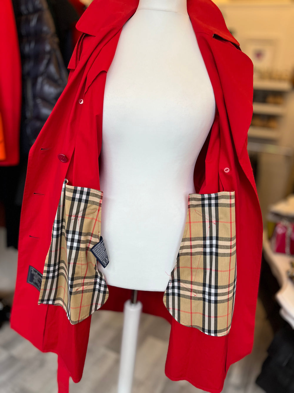 Pre Loved Burberry Red Trench Coat UK12