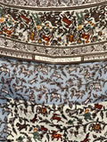 Pre Loved Hermes Chasse En Inde 90 cm silk scarf in blues and greys - New