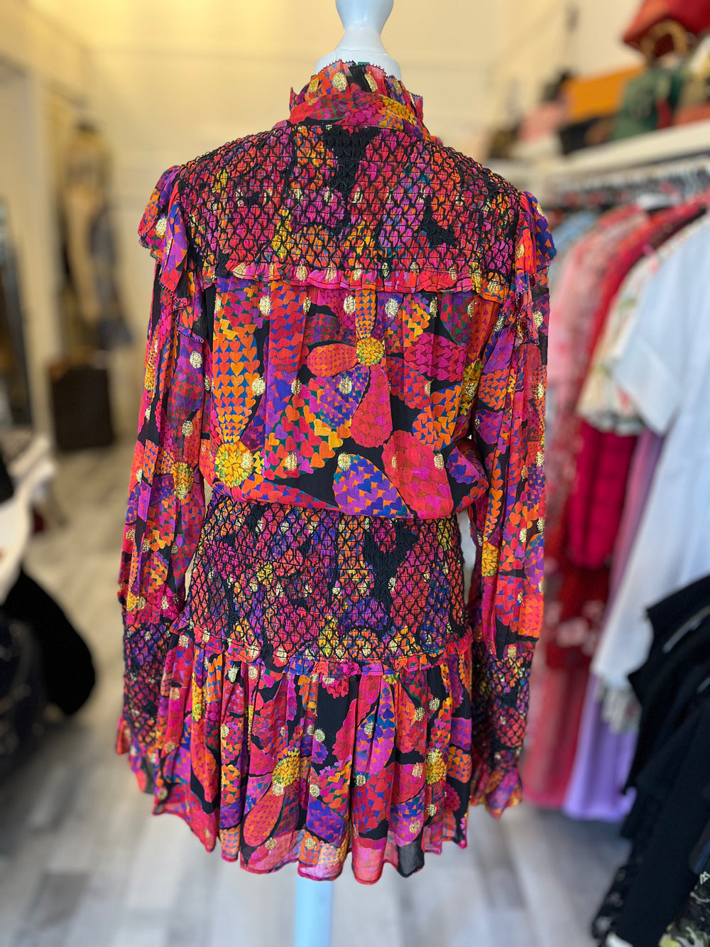 Pre Loved Farm Rio Multicoloured Mini Dress size S