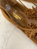 Pre Loved Aquazurra Sunshine Brown Suede Pom Pom Lace up Sandal/ Shoes UK4.5