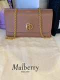 Pre Loved Mulberry Amberley clutch in dark blush leather (excellent)