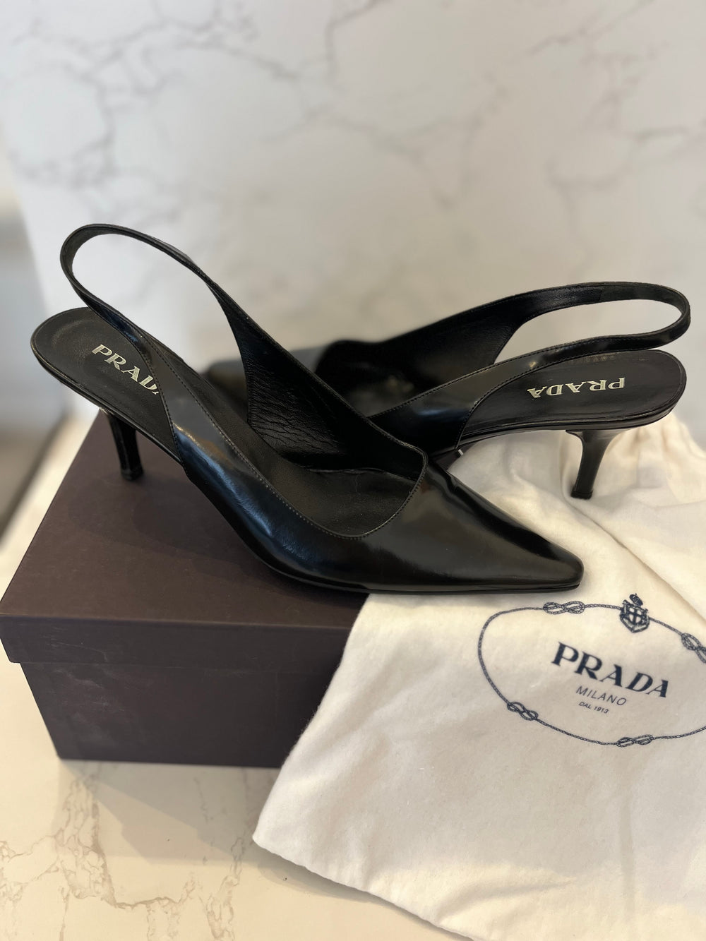 Pre Loved Prada Black Slingbacks UK5 (New)