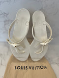Pre Loved Louis Vuitton White Thong Flip-Flops UK5