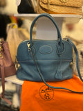 Pre Loved Hermes Bolide in Blue Jean Leather with Palladium Hardware