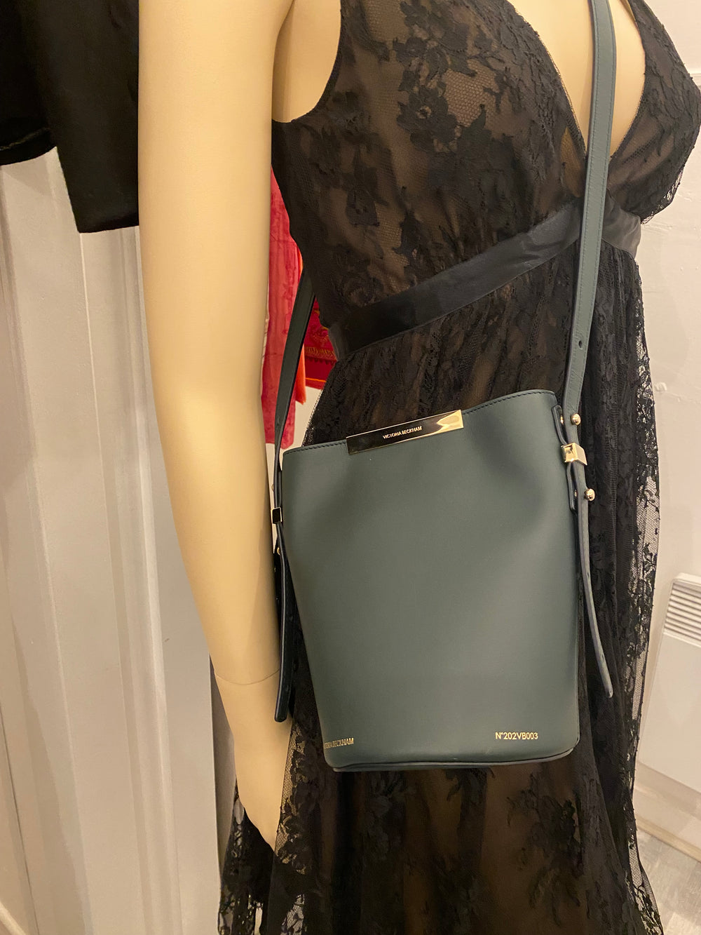 Pre Loved Victoria Beckham Petrol Mini Bucket bag (excellent)