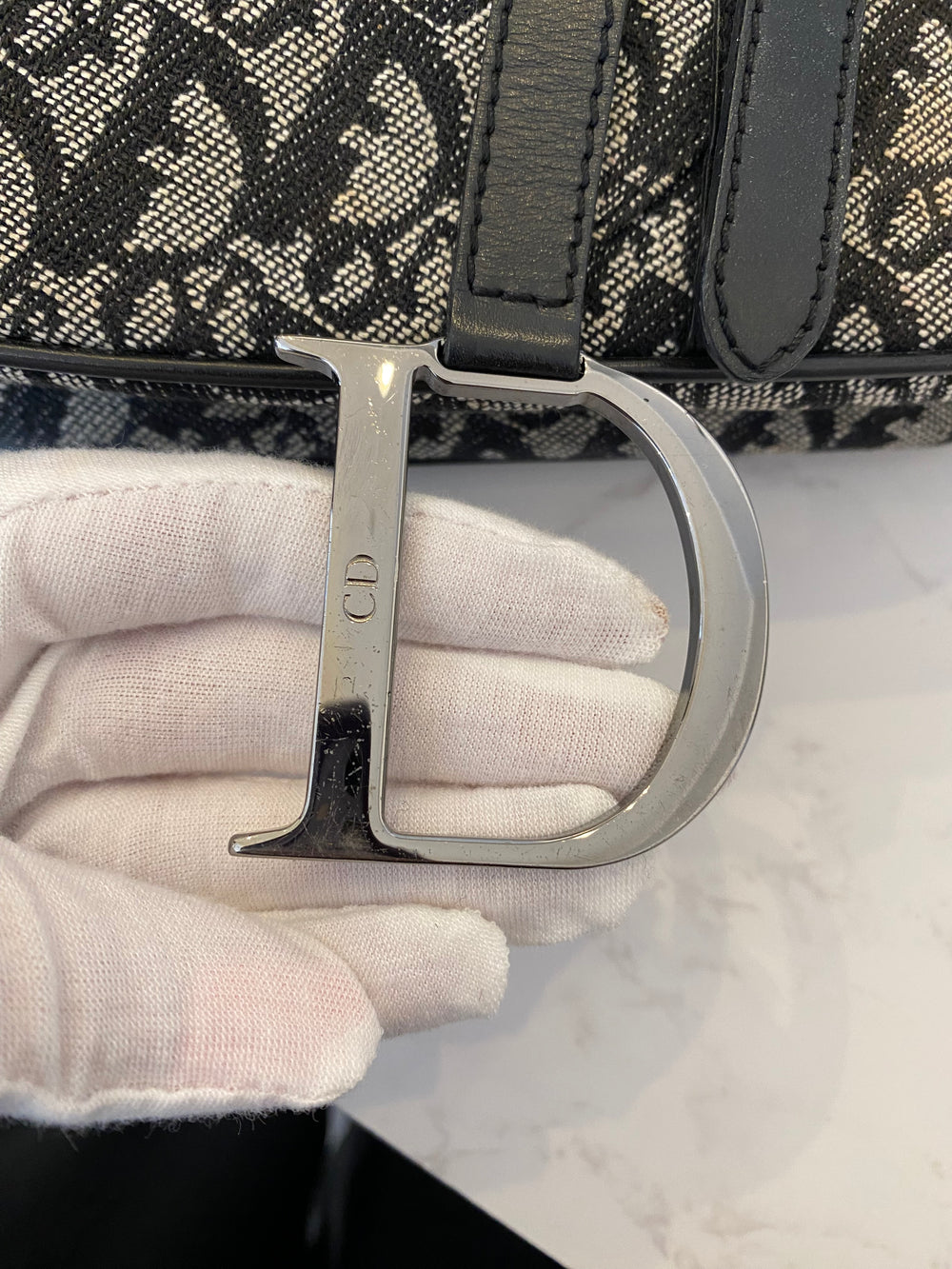 Pre Loved Christian Dior Black Oblique Saddle Bag - Vintage