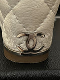 Pre Loved Chanel Ivory Leather Quilted Wedge Sandals UK 4