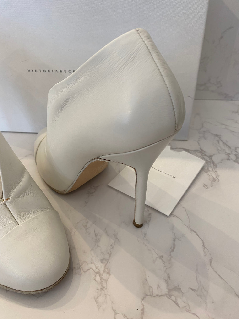 Pre Loved Victoria Beckham White Leather Heels UK 6.5
