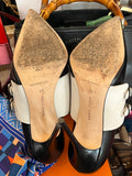 Pre Loved Manolo Blahnik Black & Cream Heels with Buckles UK 7