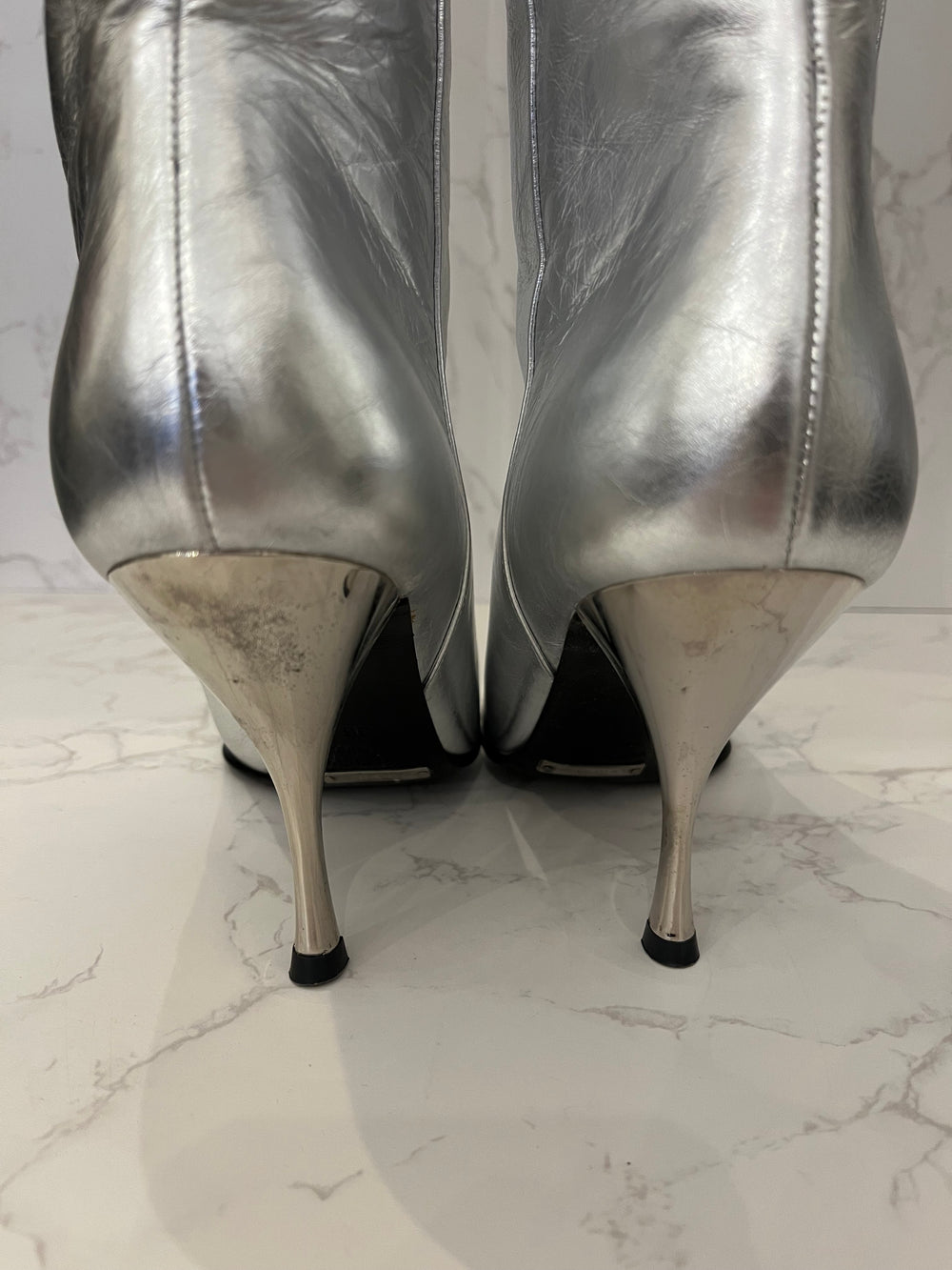 Pre Loved Dolce & Gabbana Silver Heeled Boots UK 3