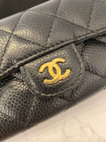 Pre Loved Chanel Classic Quilted Flap Cardholder in Black Caviar Leather (as new)