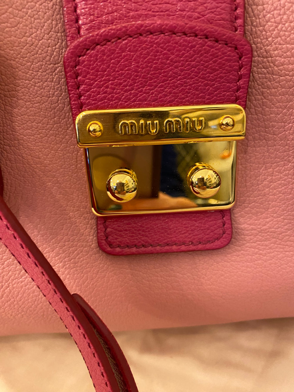 Pre Loved Miu Miu Pink Madras Two Way Bag