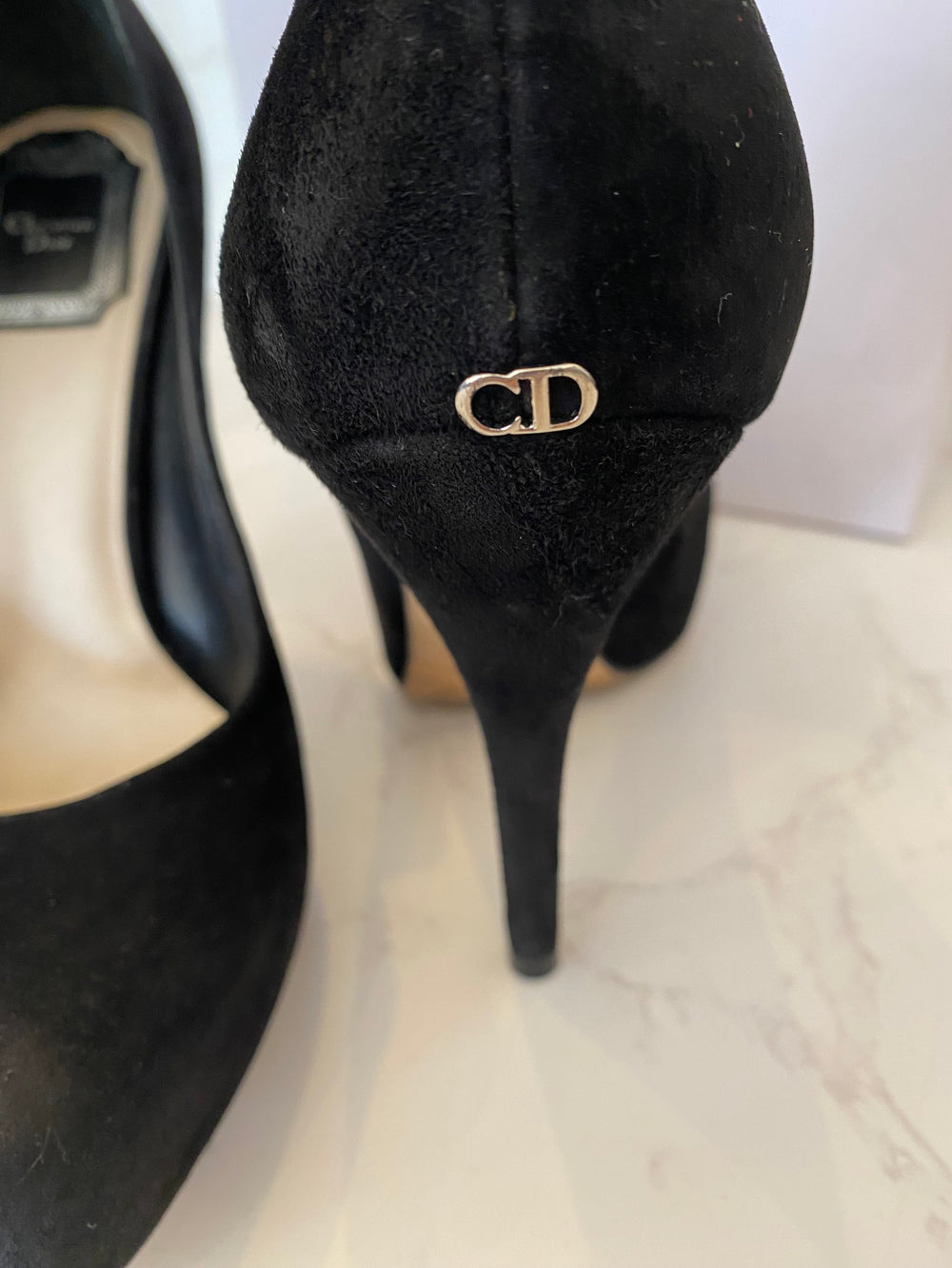 Pre Loved Christian Dior Miss Dior Black Suede Heels UK 4