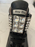 Pre Loved Miu Miu Black Leather & Crystal Boots UK 5.5 (New)