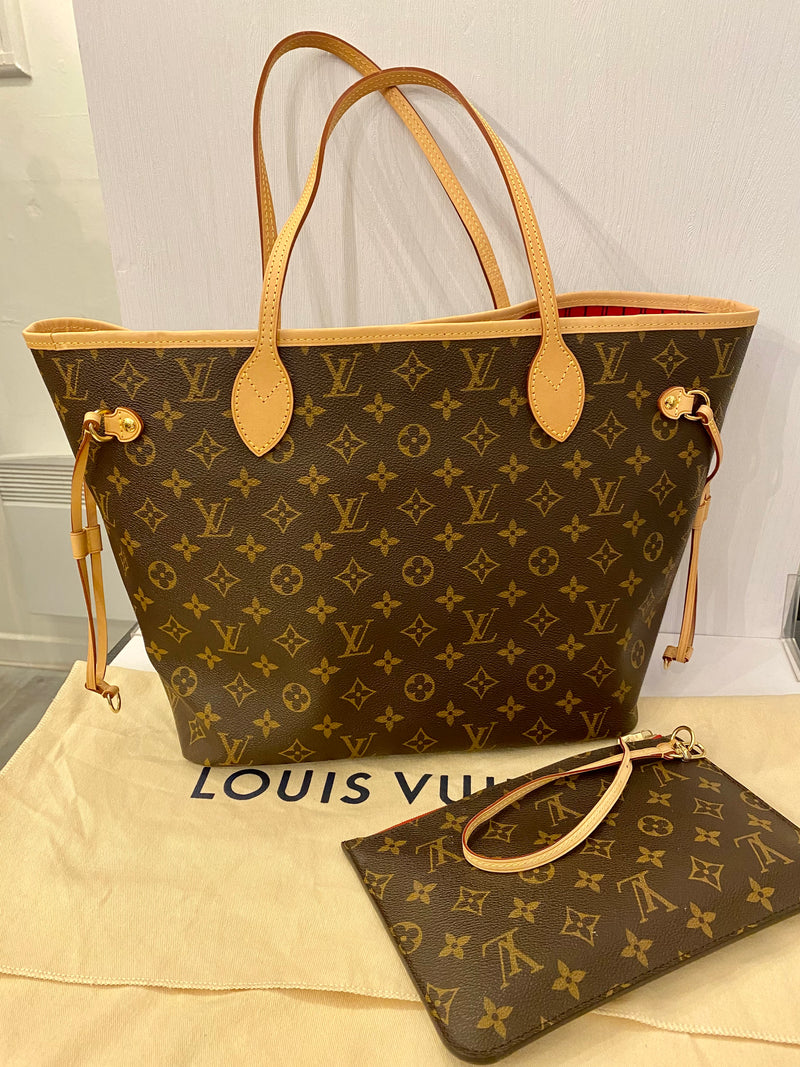 Louis Vuitton Neverfull MM Handbag Monogram Embossed And Leopard