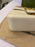 Pre Loved Gucci Marmont Small Top Handle Handbag in White (Cream) pristine as new