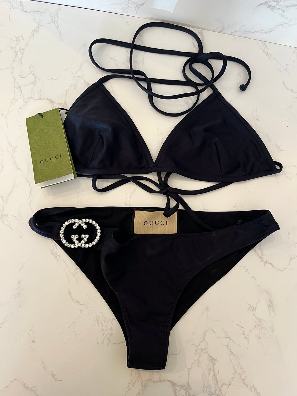 Pre Loved Gucci Bikini Crystal GG New with Tags