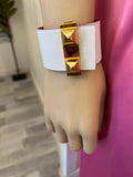 Pre Loved Hermes Reversible Collier de Chien Cuff in Orange / White (new)