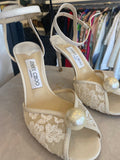 Pre Loved Jimmy Choo Ceam Lace & Pearl  UK 4.5