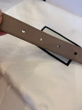 Gucci Narrow Taupe Leather GG Belt with Antique Gold Buckle - 85cm