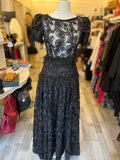 Pre Loved Spencer Railton Black Lace Ribbonwork & Feathers 2 Piece uk8-10