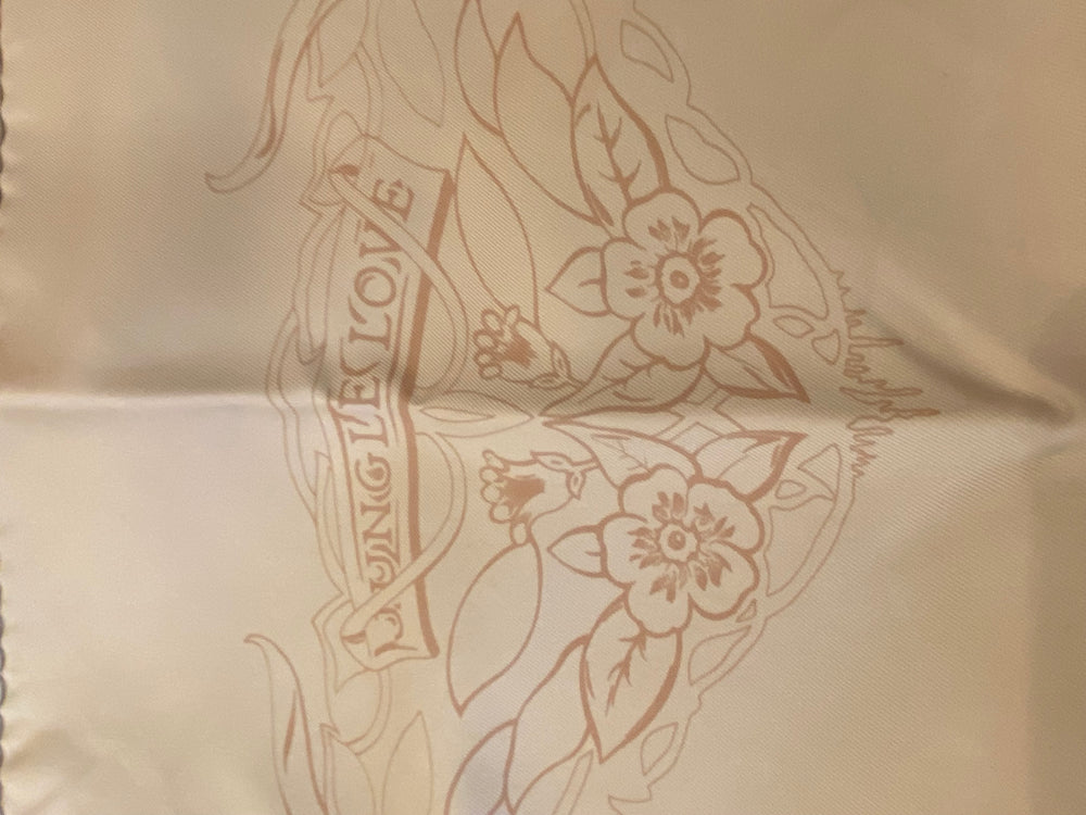 Pre Loved Hermes Silk 'Jungle Love' Beige Scarf