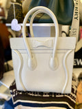 Pre Loved Celine Luggage Handbag in white leather
