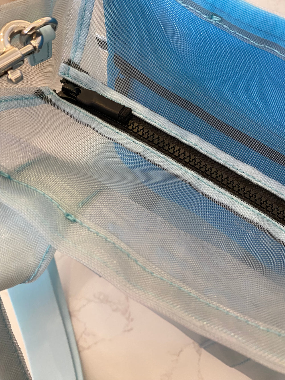 Pre Loved Marc Jacobs The Tote Bag Mesh Aqua Blue