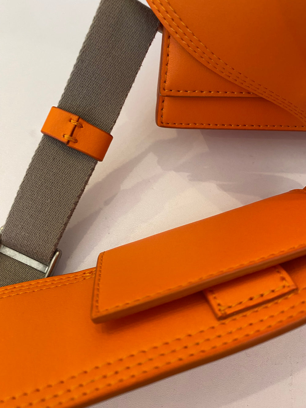 Pre Loved Jacquemus Le Bambino Homme Flap Bag in Orange (as new)