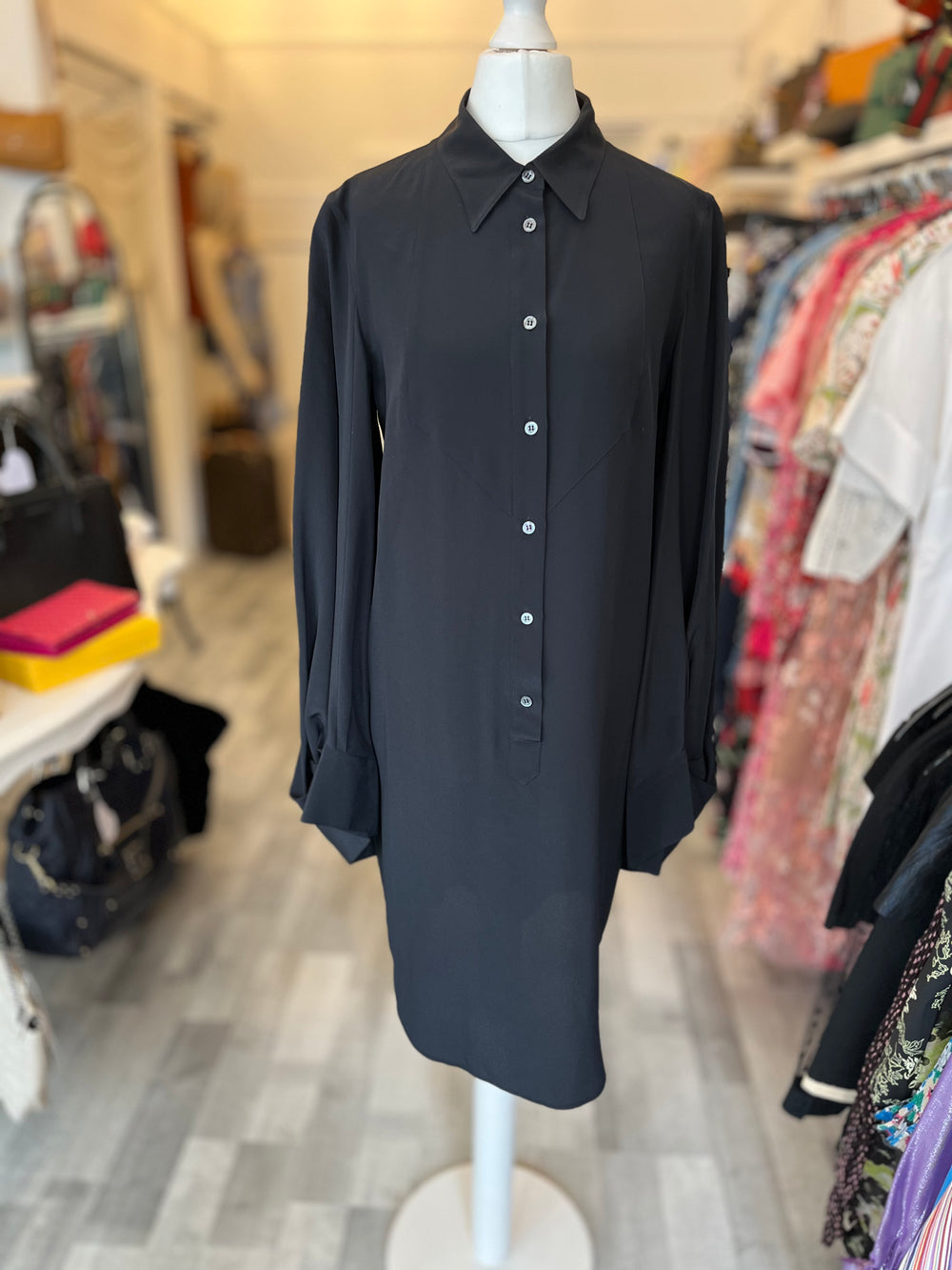 Pre Loved Viktor & Rolf Silk Button Front Dress Bell Sleeves