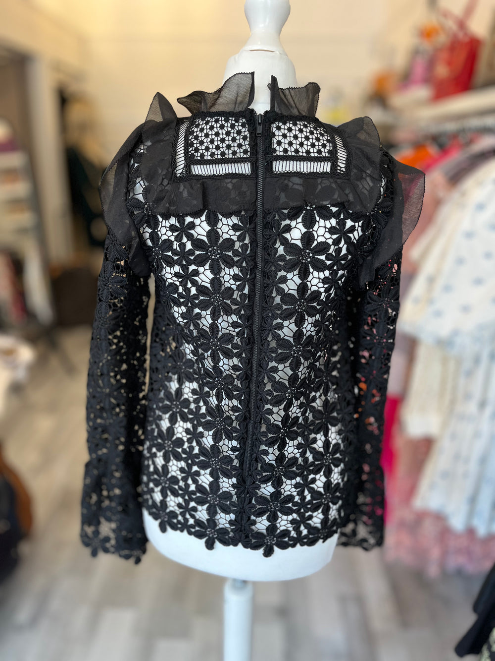 Pre Loved Self Portrait Black Lace Blouse UK 6