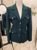 Pre Loved Alessandra Rich Green Boucle Wool Blazer size46 fits uk12-14 (new)