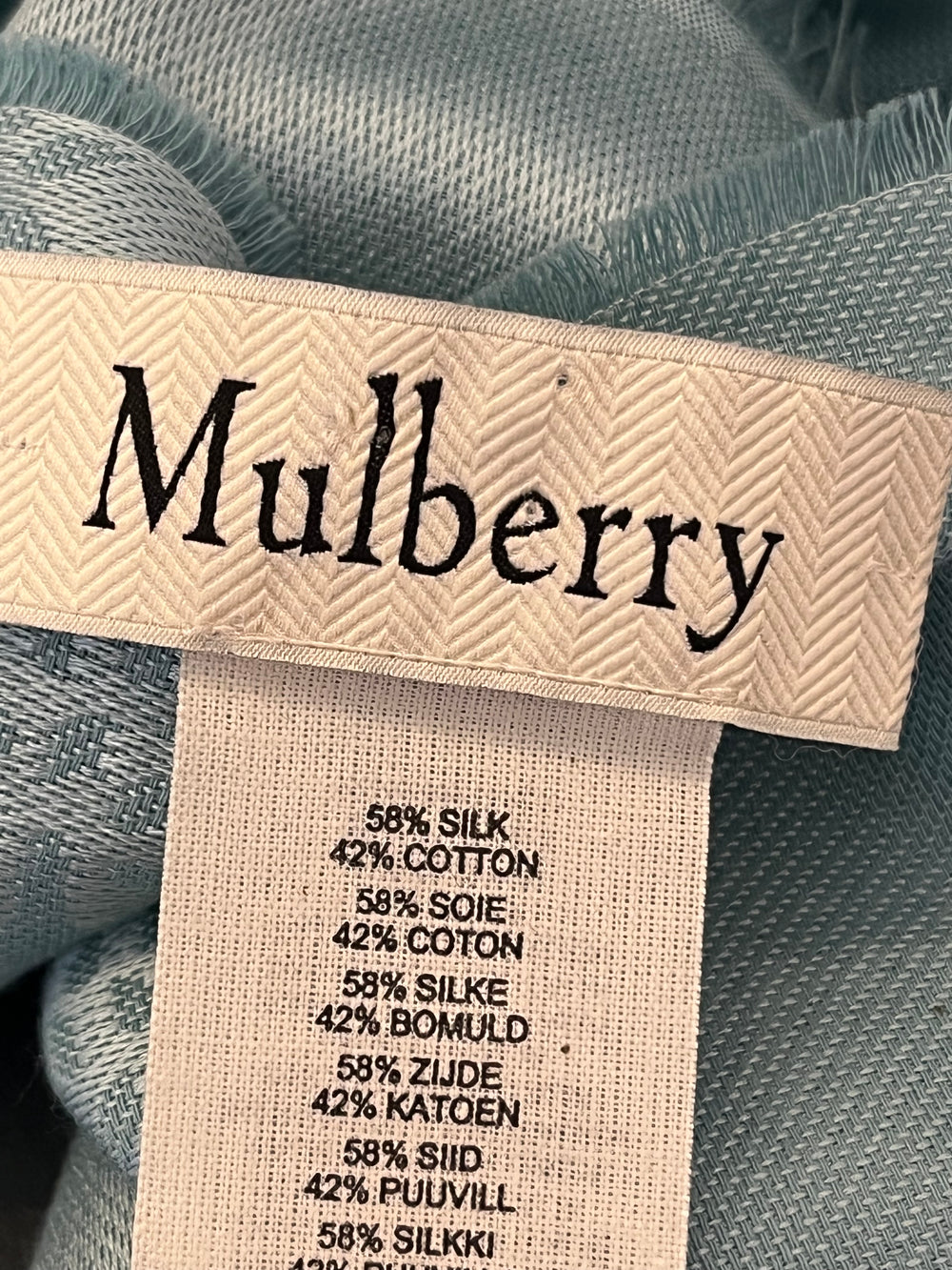 Pre Loved Mulberry Silk & Cotton Tree Logo Scarf (excellent)