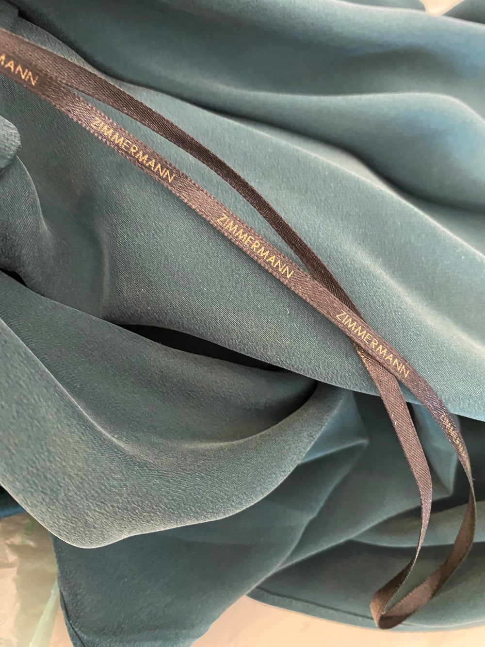 Pre Loved Zimmerman Bottle Green Silk Wrap Dress size 2 fits uk12 (excellent)