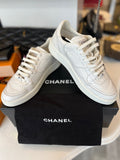 Chanel White CC Logo Leather Trainers UK 6.5