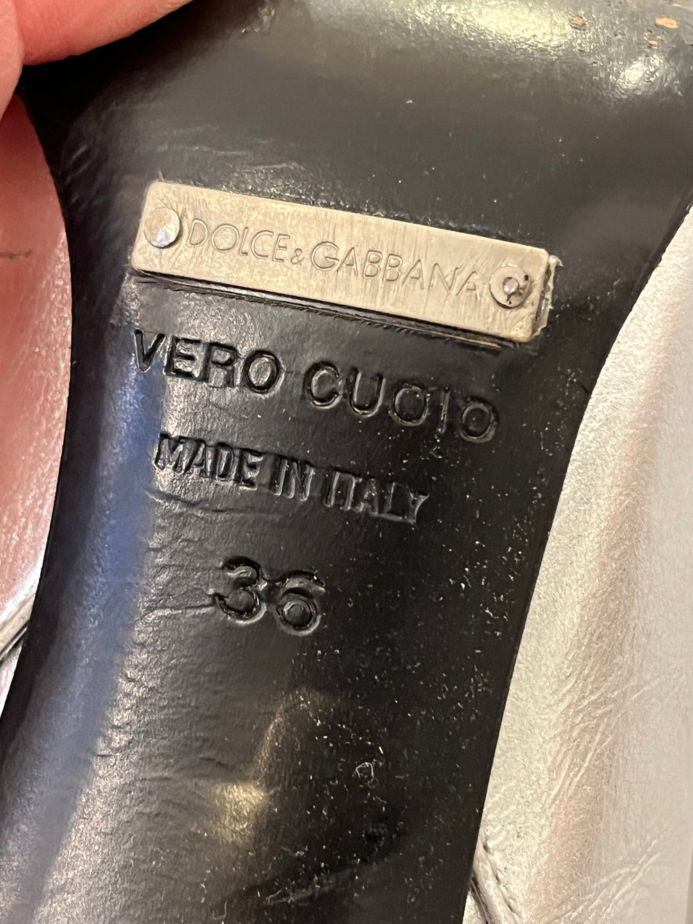 Pre Loved Dolce & Gabbana Silver Heeled Boots UK 3