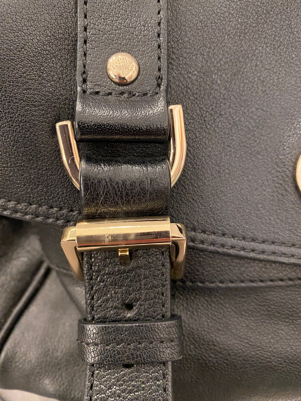 Pre Loved Mulberry Small Alexa in Black Polished Buffalo