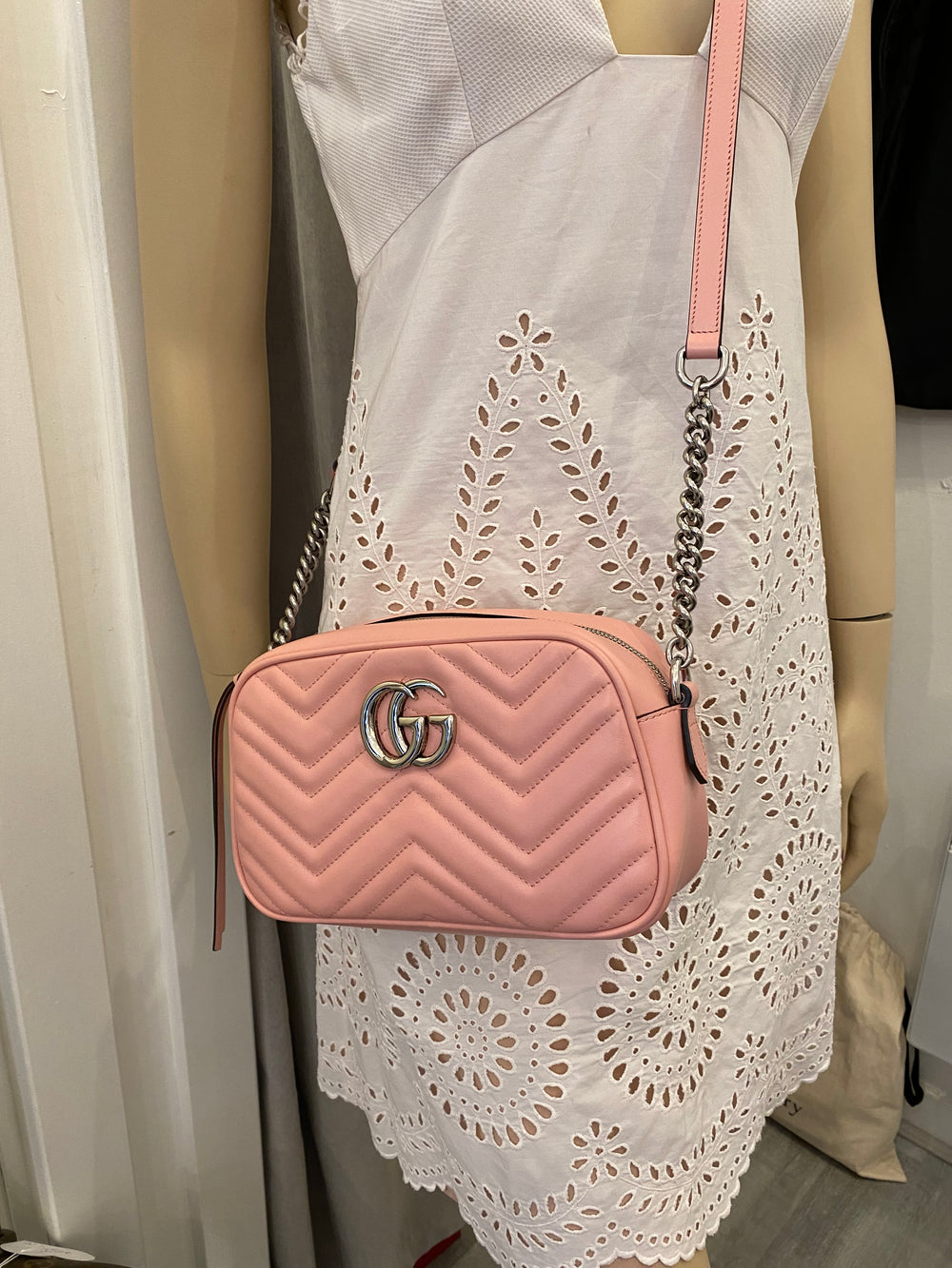 Pre Loved Gucci GG Marmont Matelasse Shoulder/Crossbody in Wild Rose (excellent)
