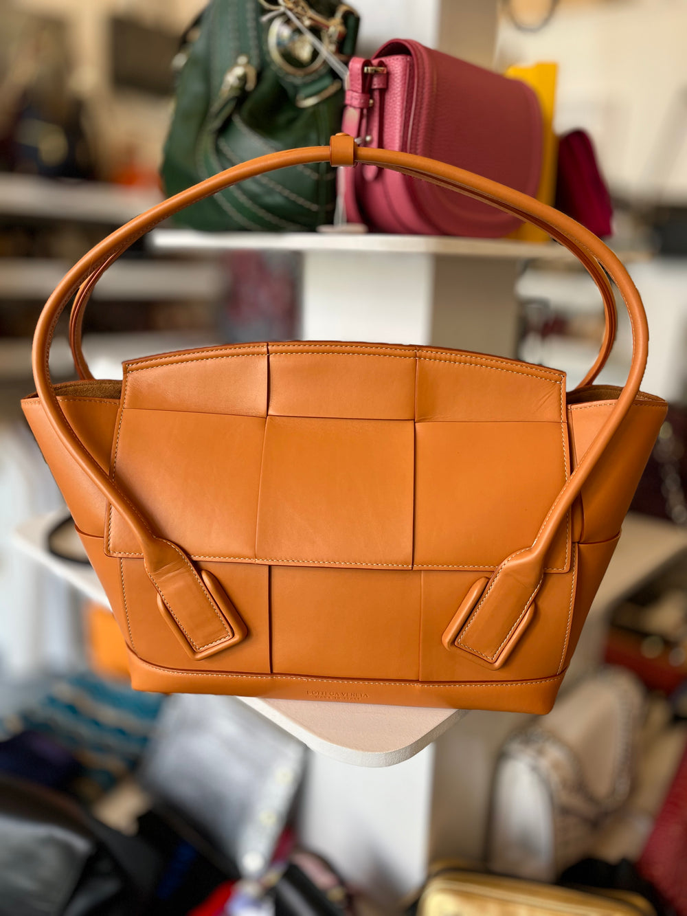 Pre Loved Bottega Veneta Arco Bag in Saddle Brown Leather (new)