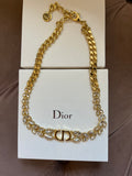 Pre Loved Dior Etoile Crystal & Gold Tone Choker Necklace (excellent)