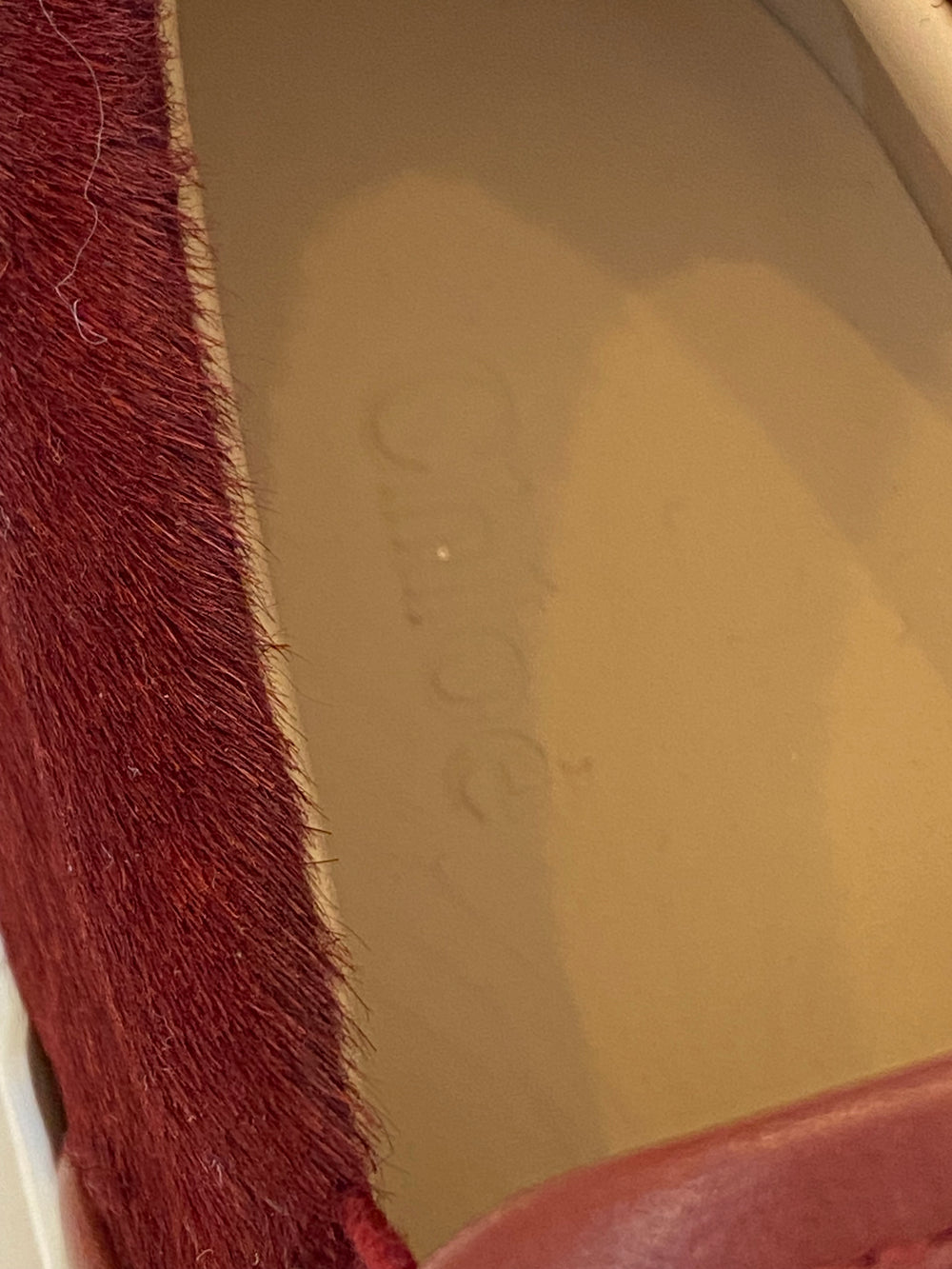 Pre Loved Chloe Pony Style Burgundy Trainers uk3 (new)