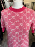 Pre Loved Gucci Pink GG Logo Knit Dress Size S (excellent)