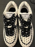 Pre Loved Chanel Runner Sneakers Black & White CC Suede & Leather UK6.5 New