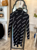 Pre Loved Balenciaga Black & White Ribbed Logo Dress size M
