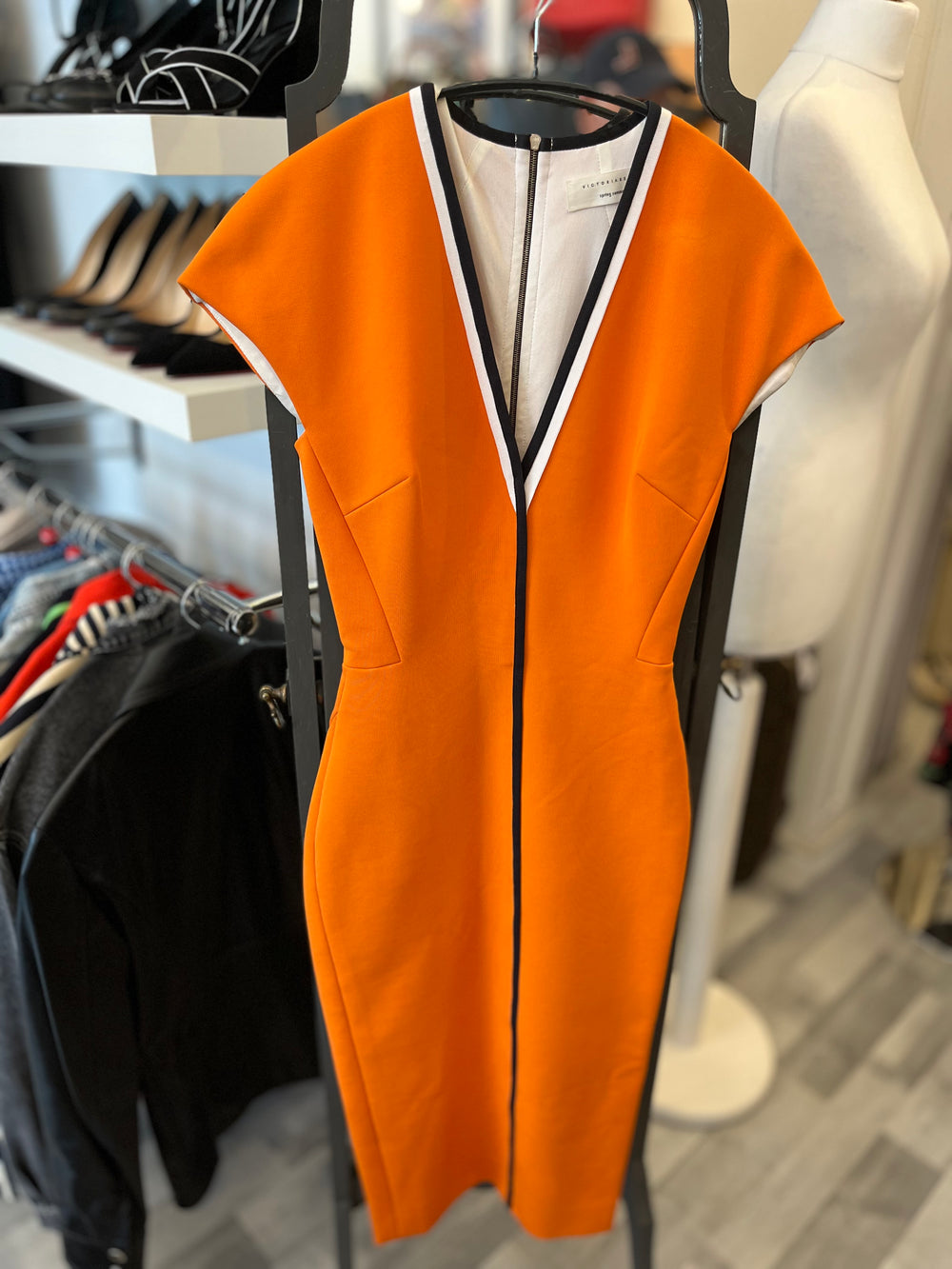 Pre Loved Victoria Beckham Orange Dress size uk 8