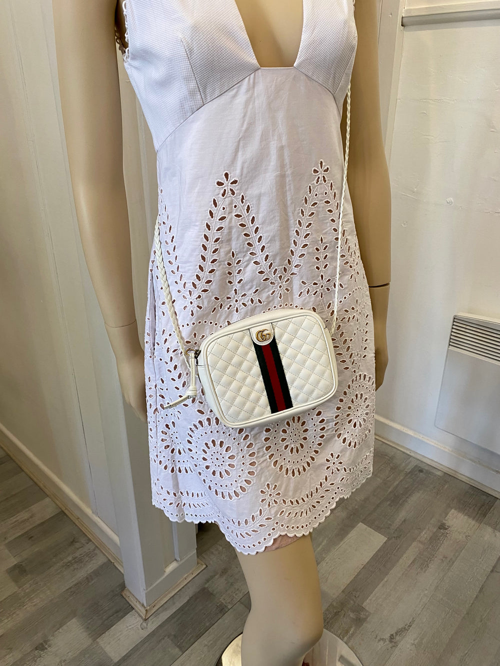 Pre Loved Gucci Trapunata White Mini GG Crossbody Bag (excellent) **reserved S**