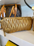 Pre Loved Miu Miu Matelasse Gold Wristlet Clutch Bag