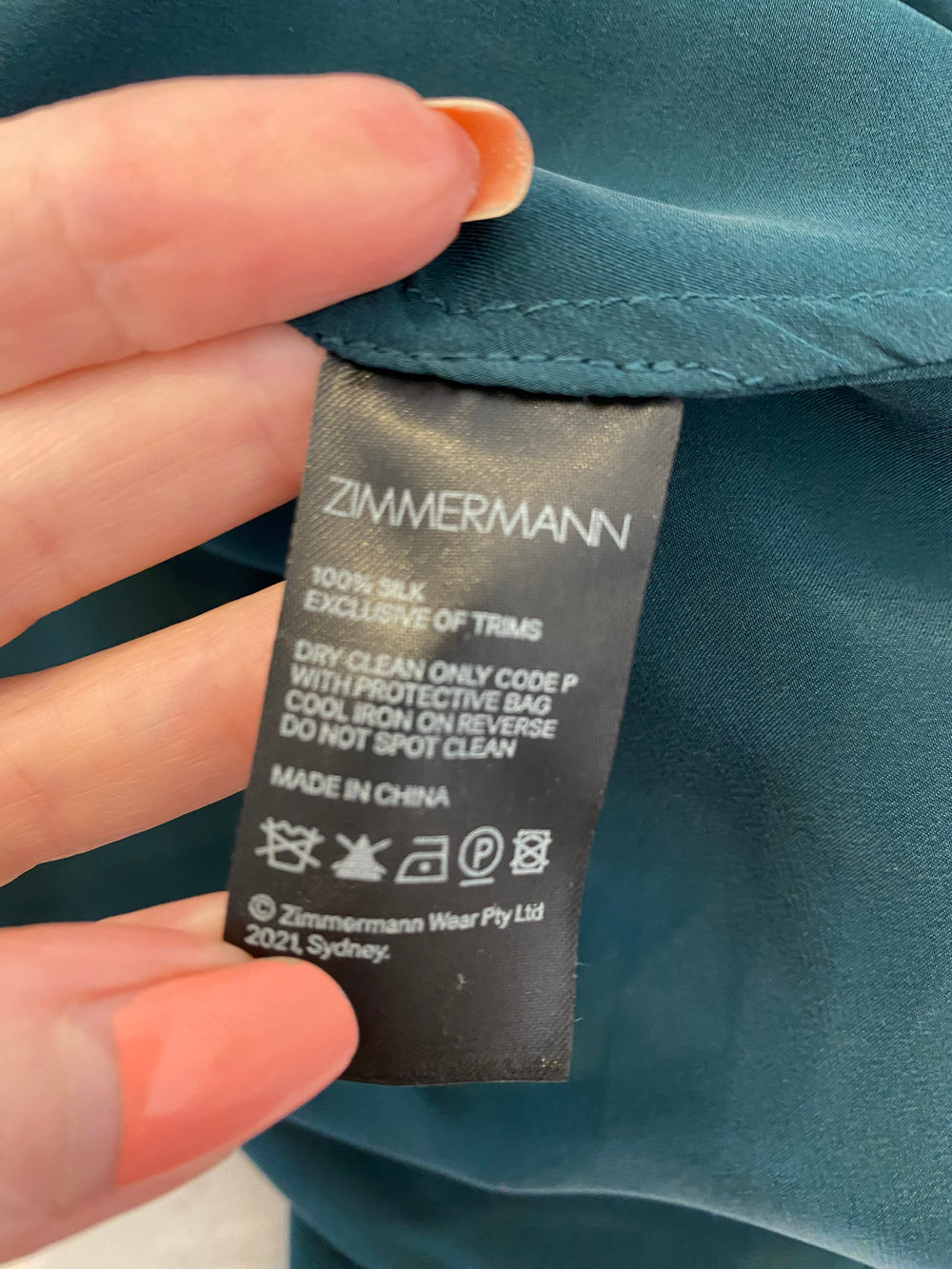 Pre Loved Zimmerman Bottle Green Silk Wrap Dress size 2 fits uk12 (excellent)