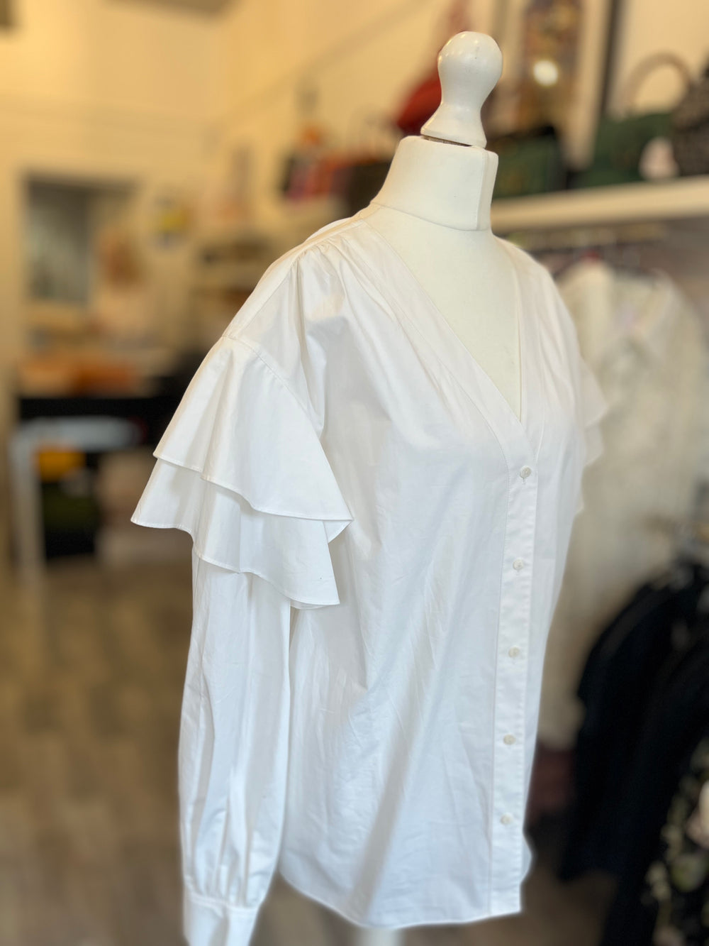 Pre Loved Karl Lagerfeld Ruffle Sleeve Top